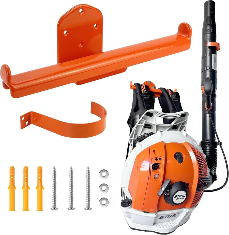 OSROENE Backpack Leaf Blower Hanger with Tube Hook, 1 Pack Backpack Sprayer Wall Mount, Heary Duty Chainsaw Wall Mount Stand Accessories Garage Organization Storage - Image 1